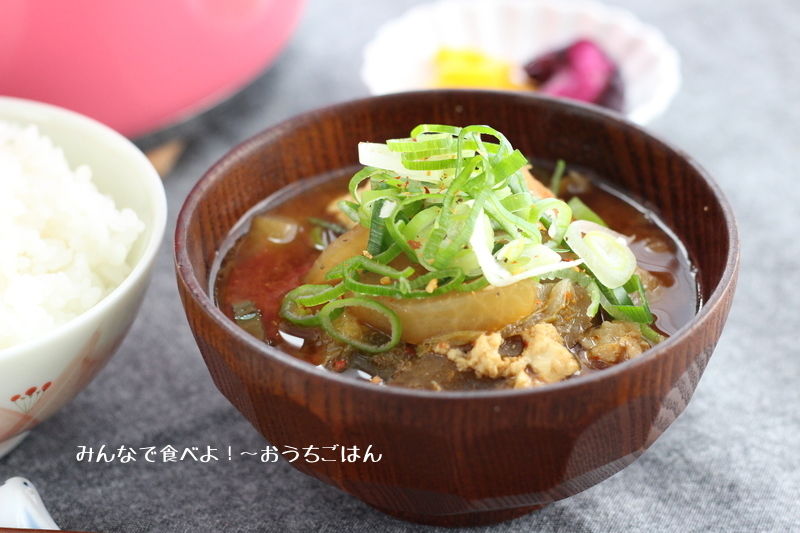 崩し豆腐の我が家の豚汁