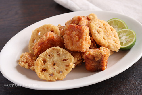 鮭とれんこんの竜田揚げ